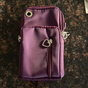 Purple Women's Bag with Heart Zipper